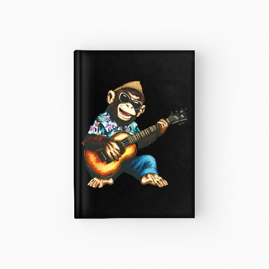 Aloha monkey with guitar Hardcover Journal