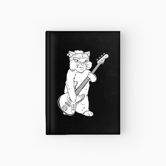Bass Guitar Bassist Cat Hardcover Journal