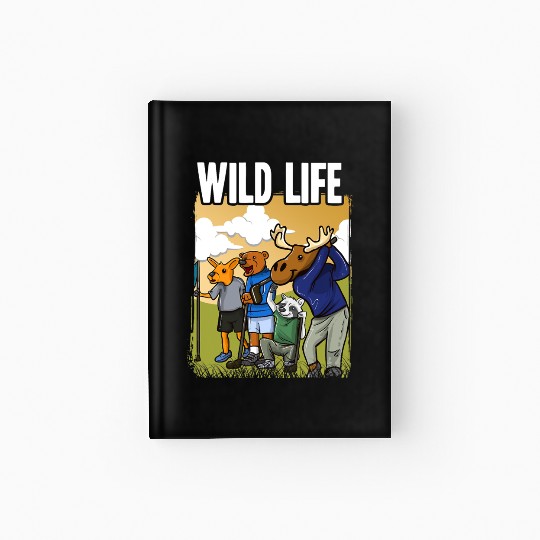 Funny Golf Hardcover Journal With Deer Raccoon Moose Bear Golf