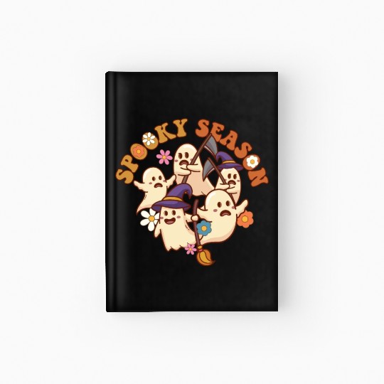 Halloween Spooky Season Boo Ghost Grim Reaper Hardcover Journal