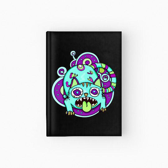 Psychedelic Trippy Cat Hardcover Journal