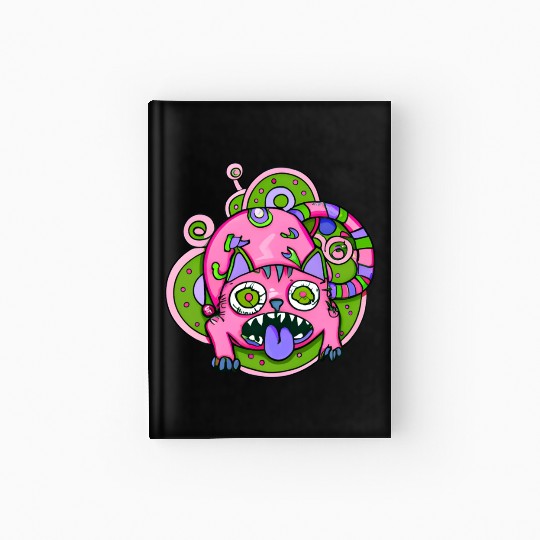 Psychedelic Trippy Cat Hardcover Journal