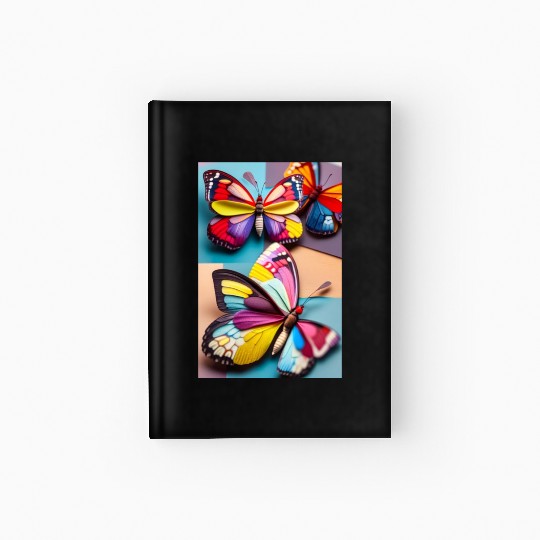 Photo collage of three butterflies made from a spo Hardcover Journal