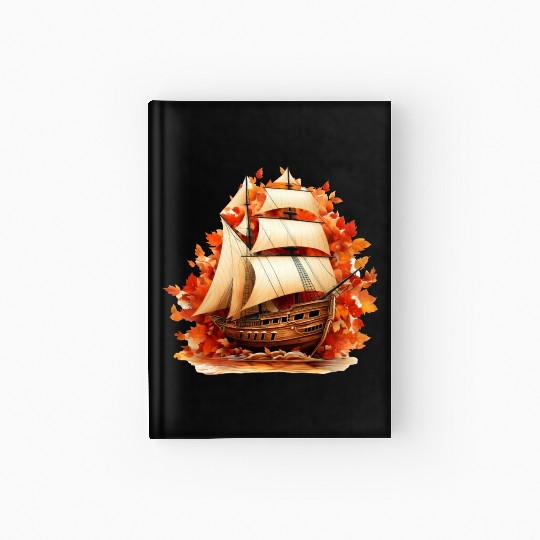 Autumn Sailing: Sailboat Amidst Falling Leaves Hardcover Journal