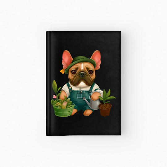 Frenchie The Gardener Drawing Hardcover Journal