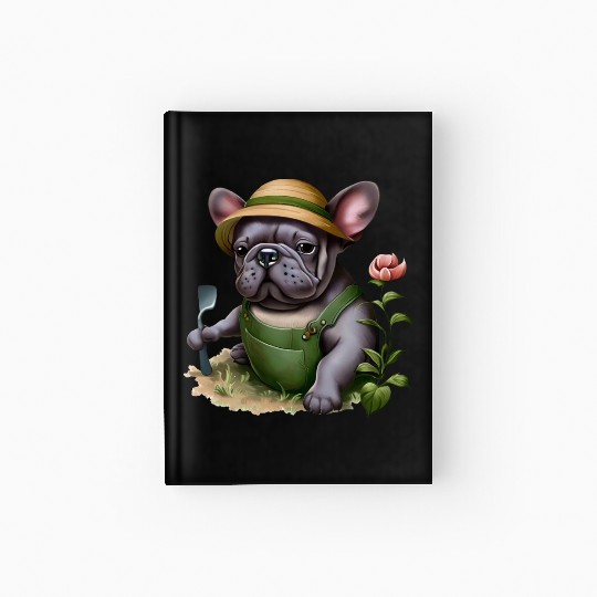 Frenchie in the Flower Garden Hardcover Journal