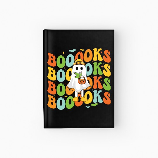 Booooks Cute Ghost Reading A Book Funny Book Lover Hardcover Journal