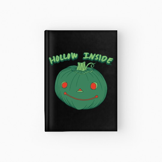 Hollow Inside - Punny Green Jack-o-Lantern Pumpkin Hardcover Journal