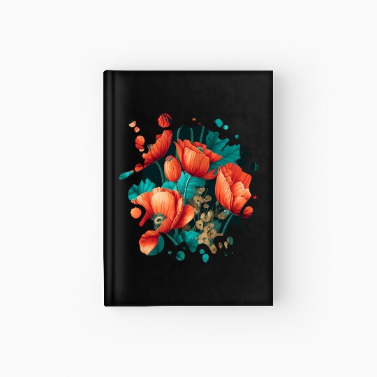 Vintage Poppy Inspired Flower Plant Lover Funny Hardcover Journal