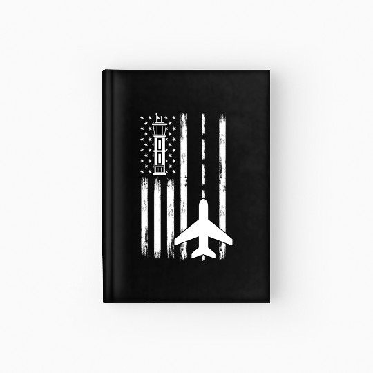 Air Traffic Controller Patriotic Airplane Aviation Hardcover Journal