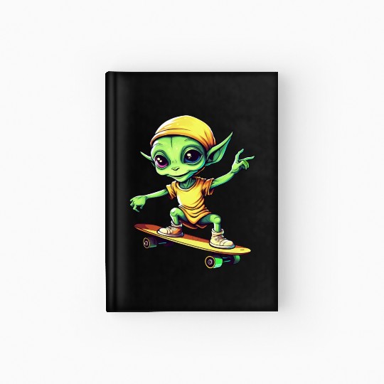 Green Alien Skateboarder: Intergalactic Moves Hardcover Journal