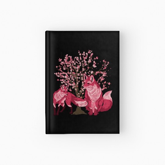 Cherry blossom tree forest animal gift sakura fox Hardcover Journal