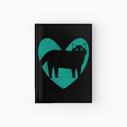 Cat Lover Heart Turquoise Hardcover Journal
