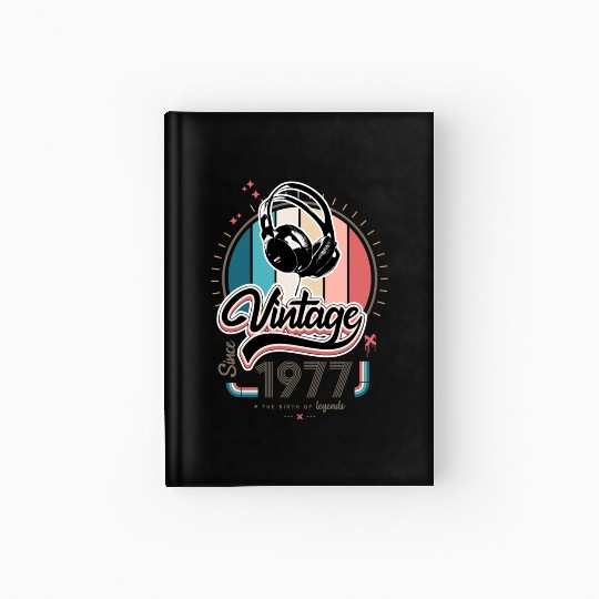 Vintage since 1977 headphones Hardcover Journal