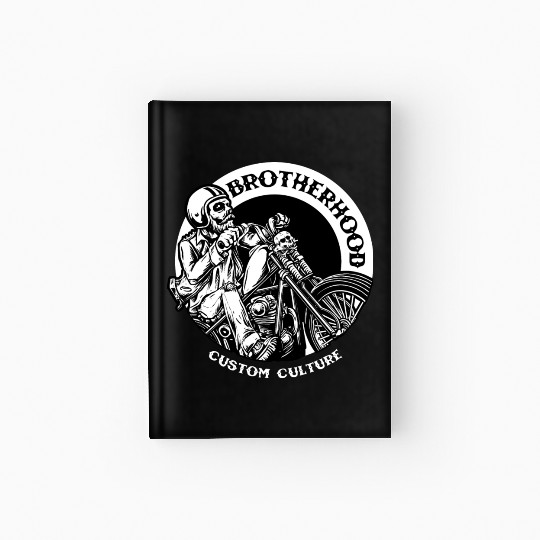 Riding brotherhood culture, skeleton riding a bike Hardcover Journal