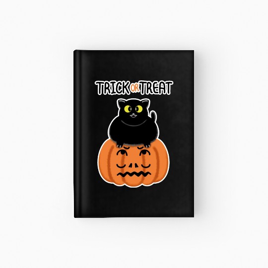 Trick or Treat Black lucky cat with sweetest eyes. Hardcover Journal