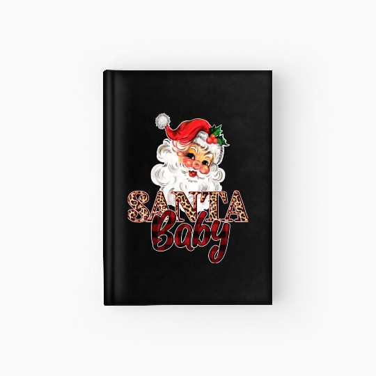 vintage retro Santa ,leopard and buffalo pattern Hardcover Journal