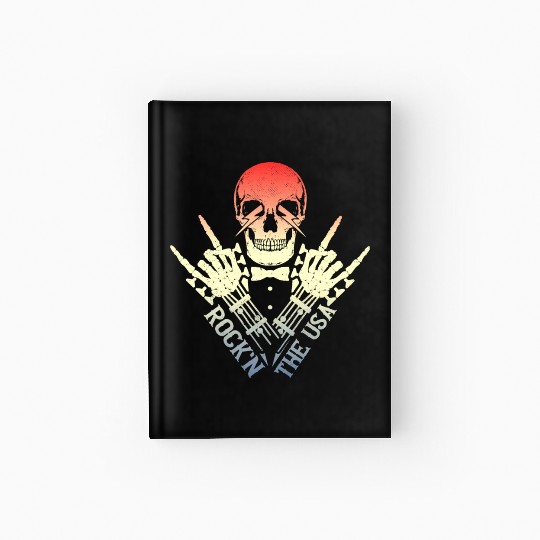 Rock n The Usa Rock Roll Skeleton Guitar Hardcover Journal