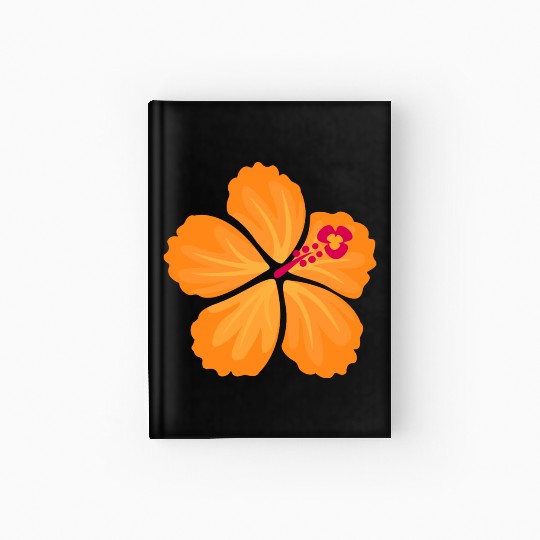 Orange Hand Drawn Hibiscus Flower Hardcover Journal