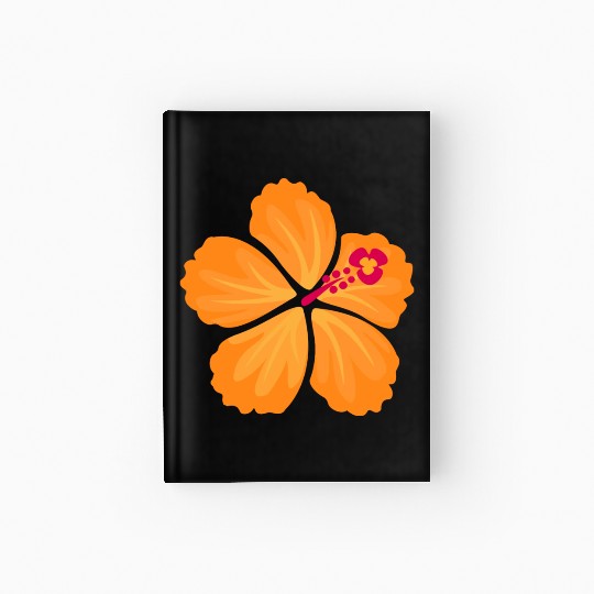 Orange Hand Drawn Hibiscus Flower Hardcover Journal