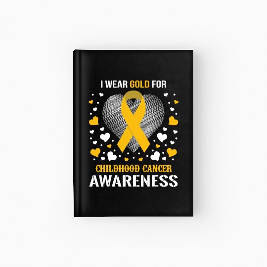 I Wear Childhood Cancer Awareness Supporter Ribbon Hardcover Journal