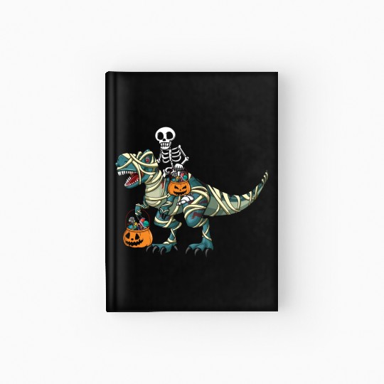 Skeleton Dinosaur Pumpkin Cool Creepy Halloween Hardcover Journal