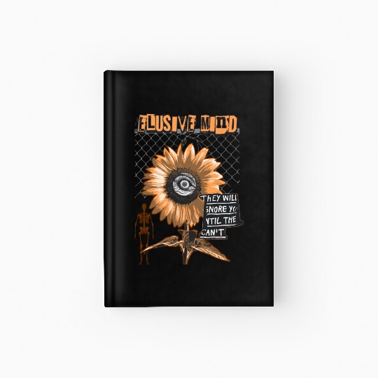 Sun Flower Mind in Retro Design with Skeleton Hardcover Journal