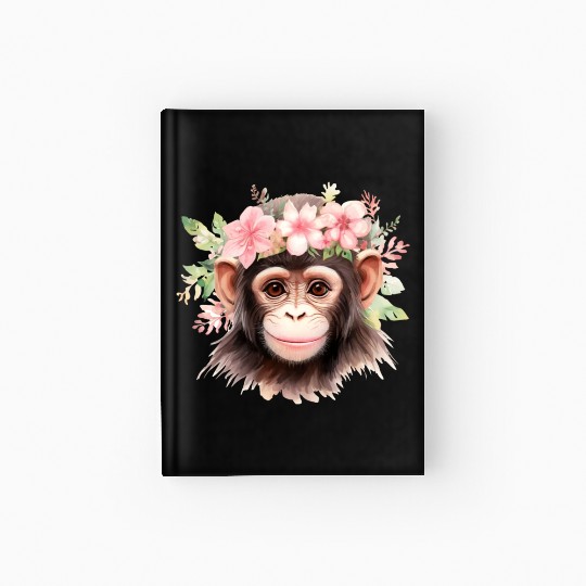 Monkey Chimpanzee Jungle Animal Boho Floral Ape Hardcover Journal