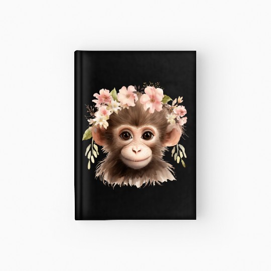 Monkey Chimpanzee Jungle Animal Boho Floral Ape Hardcover Journal