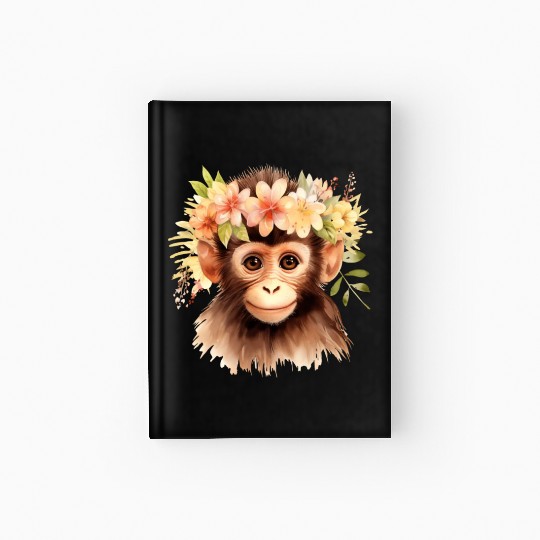 Monkey Chimpanzee Jungle Animal Boho Floral Ape Hardcover Journal