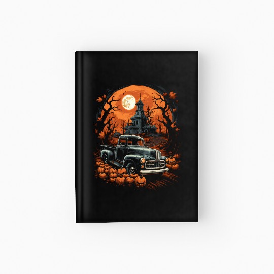 Creepy Old Truck Halloween Haunted Classic Truck Hardcover Journal