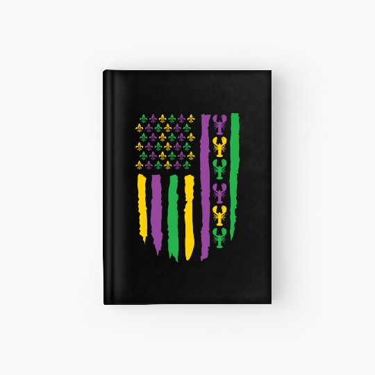 American Flag Lobster Fleur Mardi Gras Hardcover Journal