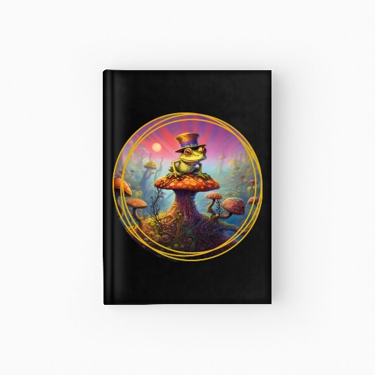 Psychedelic Frog with a Hat Hardcover Journal