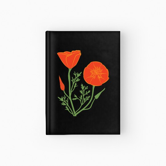 California Poppies on Clear Background Hardcover Journal