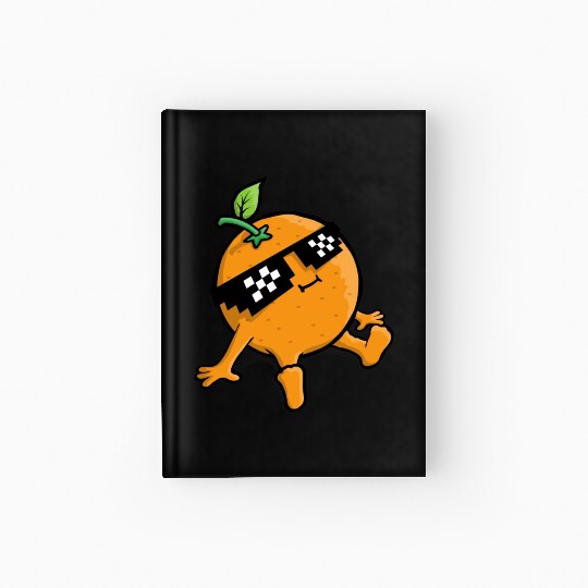 Cool Relaxing Orange Fruit Pixel Sunglasses Face Hardcover Journal