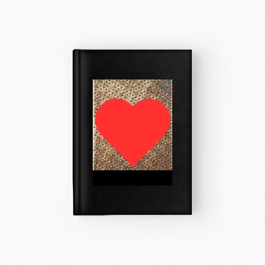 Romantic Red Love Heart on Brown Dotted Background Hardcover Journal