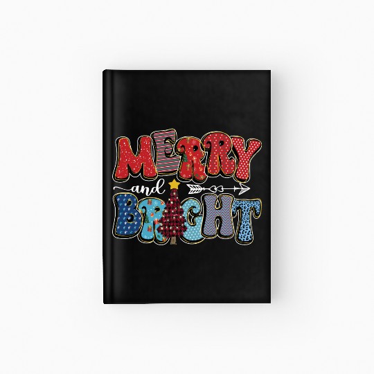 Merry and Bright Chistmas Tree Cute Christmas Hardcover Journal