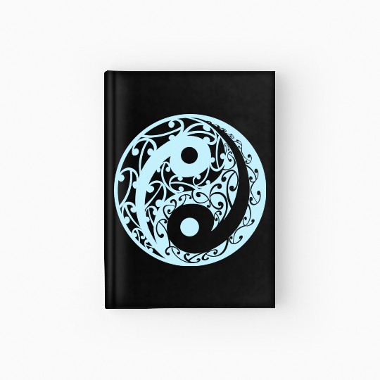 Yin And Yang In A Koru Pattern In A Light Blue Hardcover Journal