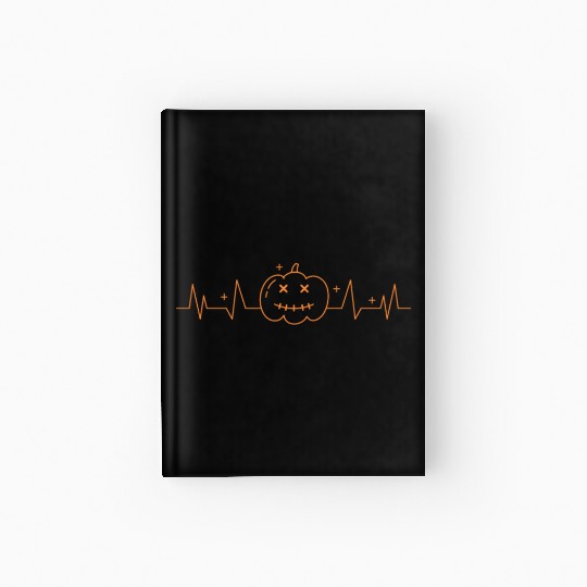 Halloween Pumpkin Heart Beat Rate Happy Halloween Hardcover Journal