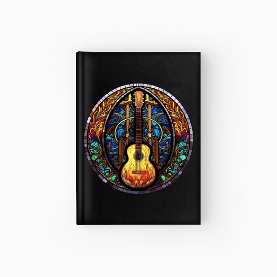 Stained Glass Art - Funny Holy Guitar Design Hardcover Journal