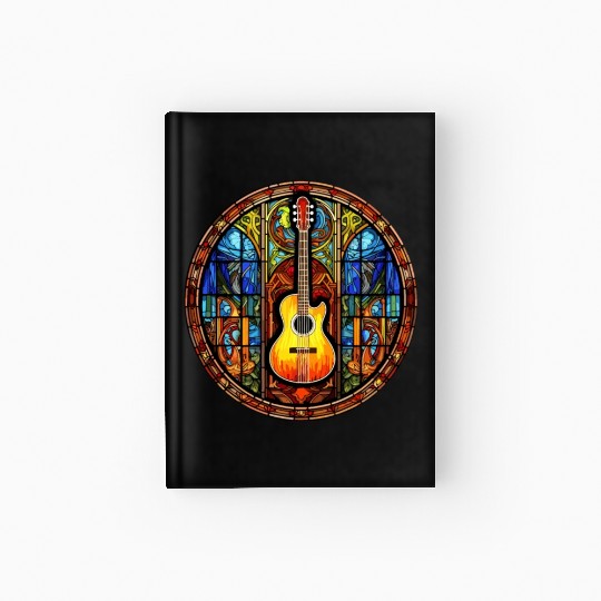 Cool Stained Glass Art Guitar for Men and Women Hardcover Journal