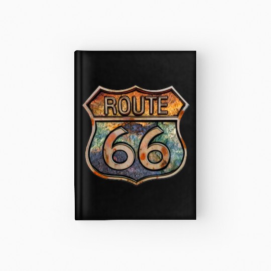 Route 66 vintage sign - Dingy metal sign 2 Hardcover Journal