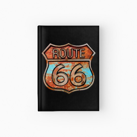Route 66 vintage sign - Rusty metal sign Hardcover Journal