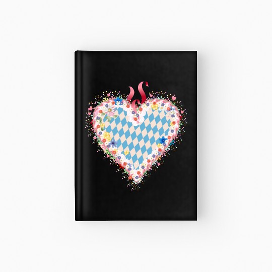 Gingerbread heart shape blue white Bavarian style Hardcover Journal