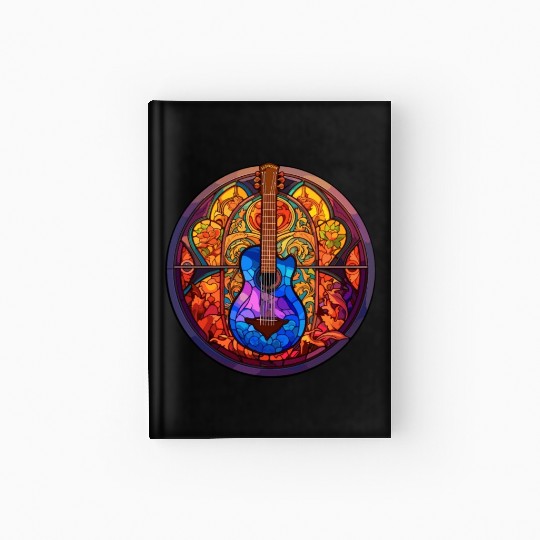 Funny Mosaic Art - Stained Glass Art Guitar Hardcover Journal