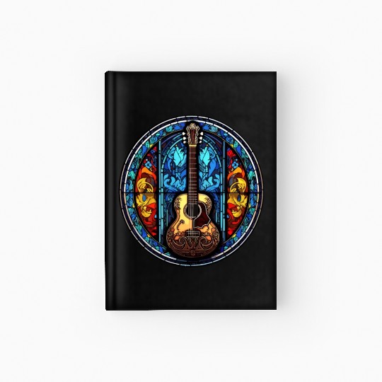 Cool Stained Glass Art Dog - Abstract Mosaic Guita Hardcover Journal