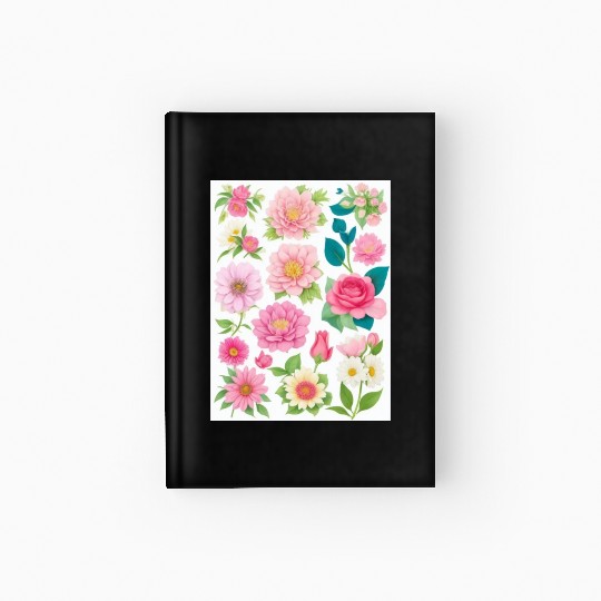 Blooming Crimson and coral Spring Flowers Hardcover Journal