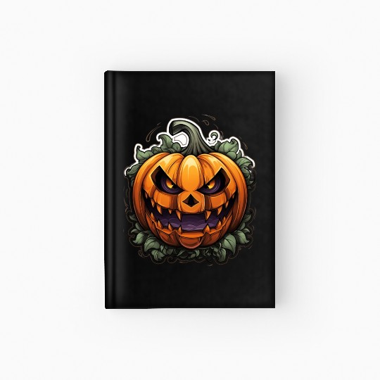 Scary Pumpkin Face I Spooky Halloween Hardcover Journal