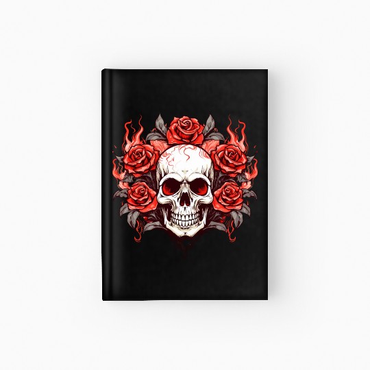 Halloween Roses and Skull Hardcover Journal