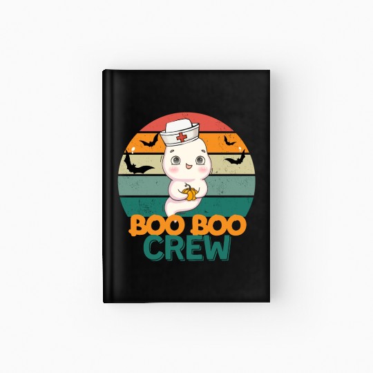 Boo Boo Crew Ghost Halloween Paramedic Nurse Ghost Hardcover Journal